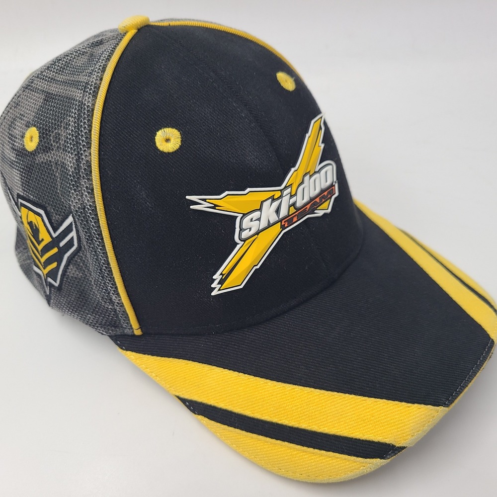 Ski-Doo Hat Fitted S-M Black Gray Yellow Rotax BRP Racing Snowmobile Team Men